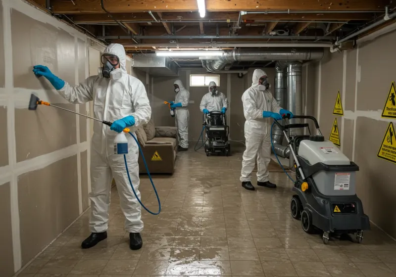 Basement Moisture Removal and Structural Drying process in Kingsford Heights, IN